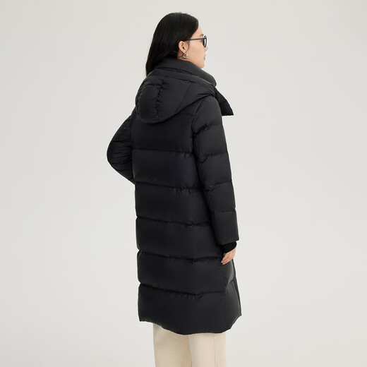 Elaiyi Goose Down Jacket Women's U-shaped Pillow Long Hooded Thickened Warm Winter New Year Jacket Carbon Black S