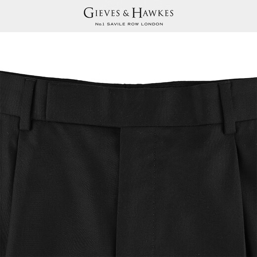 君皇仕（GIEVES & HAWKES）GH男士秋冬商务休闲长裤直筒纯羊毛正装西裤男G3532EI011 黑色 50