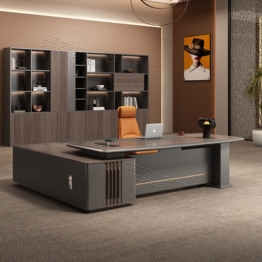 High-end light luxury boss desk office chair combination simple modern president desk executive desk supervisor manager desk 2.8m luxury double cabinet + chair + 3.2m file cabinet