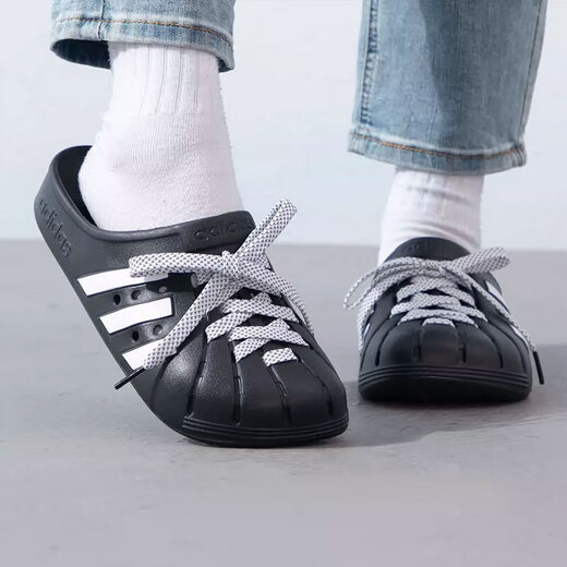 阿迪达斯 （adidas）三叶草拖鞋男鞋2025夏季新款贝壳头运动拖鞋休闲沙滩凉拖包头凉拖 JH9848黑色 39