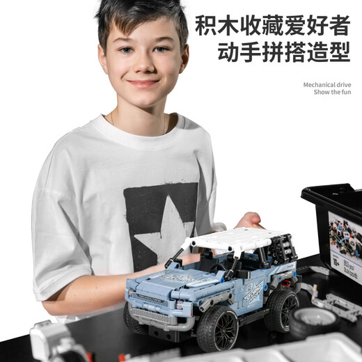 Children's building blocks RC remote control off-road vehicle building blocks Land Rover Defender assembly model toy boy birthday gift random Guka sticker D