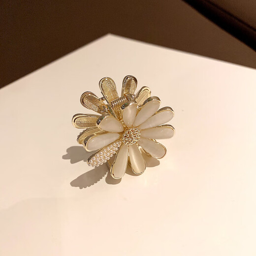 BARY REEF cat's eye stone daisy flower hairpin back of head grabber elegant temperament women's shark clip headwear hairpin cat's eye daisy grabber