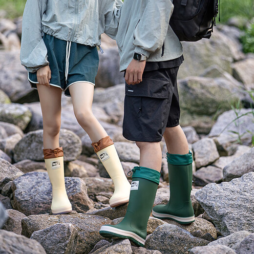 Bottes de pluie Xili pour les femmes avec des bottes de pluie non glissantes à tube élevé pour les nouvelles chaussures étanches à haut haut pour hommes pour couples adultes japonais semelles doux chaussures de caoutchouc tendance vert 37
