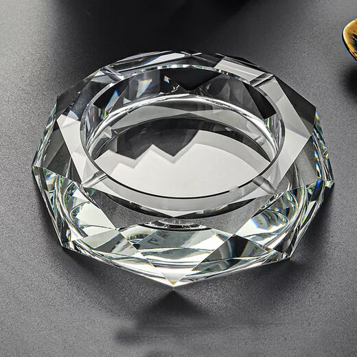Crytaljulia 水晶烟灰缸 时尚创意个性礼品 实用 大号精品欧式 烟灰缸 定制 八角黑 15cm中号