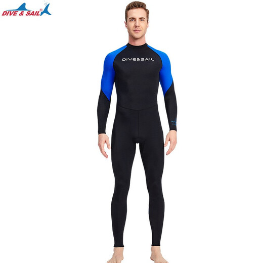 DIVE&SAIL swimsuit men's quick-drying one-piece sun protection long-sleeved long pants jellyfish suit snorkeling surfing suit wetsuit black 3XL (185-205Jin Jin equals 0.5 kg)