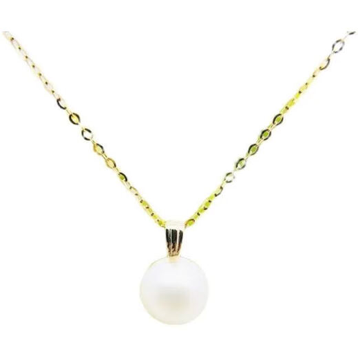 Yan's pure 18K gold inverted small fresh pendant straight grain glossy melon seed buckle empty support pearl jasper beeswax neck accessories 1 style 18K gold pure gold