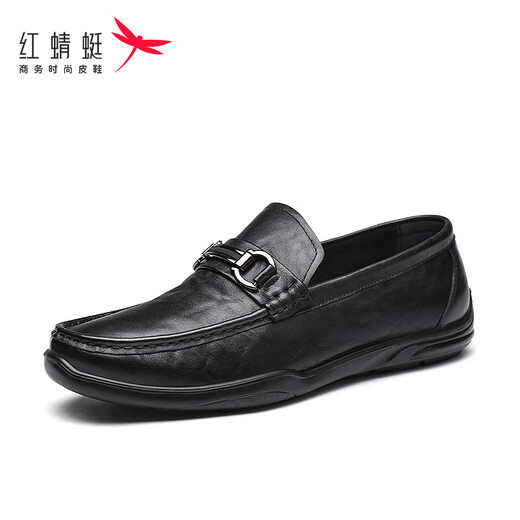 Red Dragonfly cowhide beanie shoes men's slip-on leather shoes men's business casual shoes men's loafers WTA240471 black 40