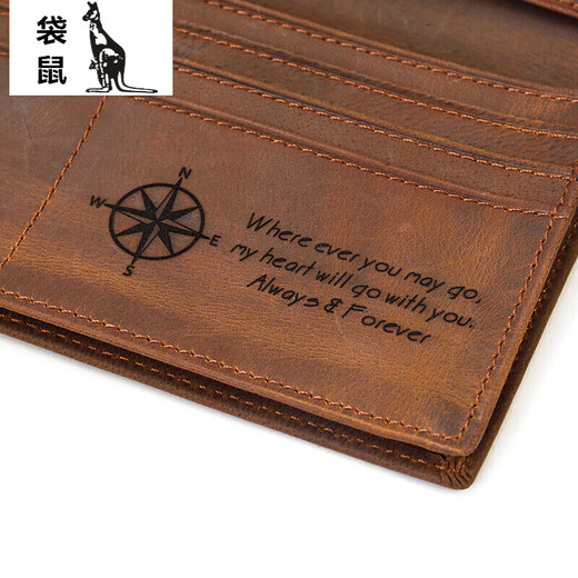 Canguro boutique moda cuero retro billetera loca cuero de cuero de 2 veces la billetera larga billetera de mascotas cambia 8031-marrón