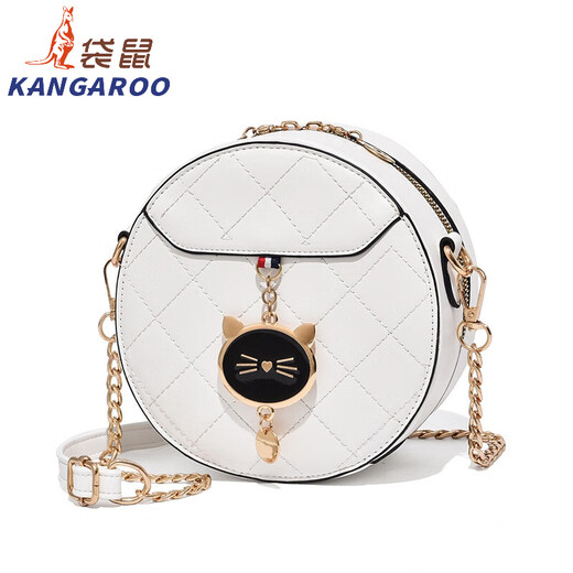Kangaroo (KANGAROO) this year's popular small bag 2025 trendy summer fashion round women's bag chain bag versatile one-shoulder crossbody bag beige white