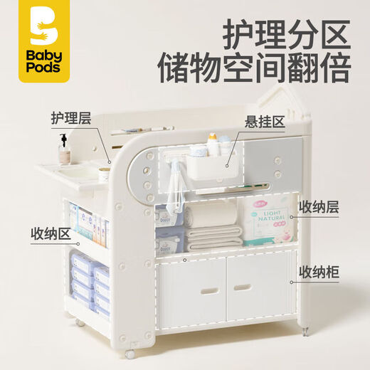 babypods diaper table baby care table newborn crib multifunctional mobile diaper changing toddler bathing table [Flagship model] multifunctional nursing table