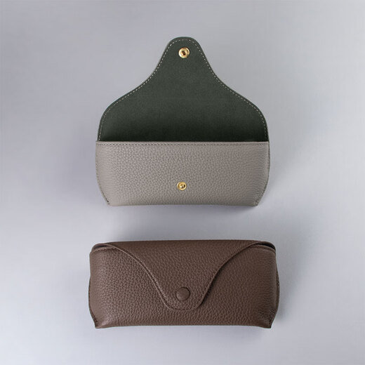 Budi Lunettes Box Anti-pression haut de gamme japonais portable Portable Patché à vache en cuir rouge A Style