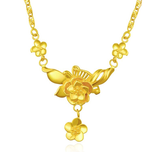 Lingchuan Vietnamese sand gold 99 necklace women's set chain sand gold rose gold-plated pendant with clavicle fine chain