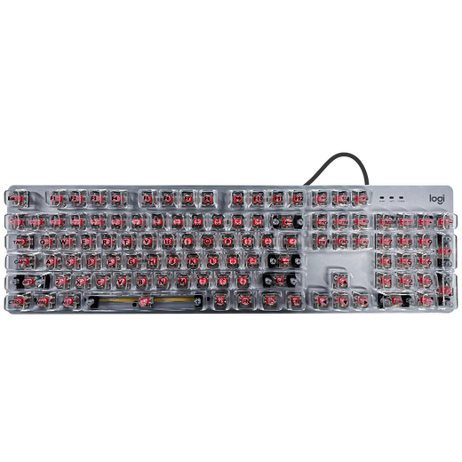 Logitech K845 teclado mecánico, teclado con cable, teclado de la oficina de juegos, deportes electrónicos, teclado de eje rojo de té verde, teclado de bricolaje de cuaderno de computadora, teclas de bricolaje, teclas de tamaño completo 104, K845 Longhua Blue Axis + Ice White White Transparent Tecla