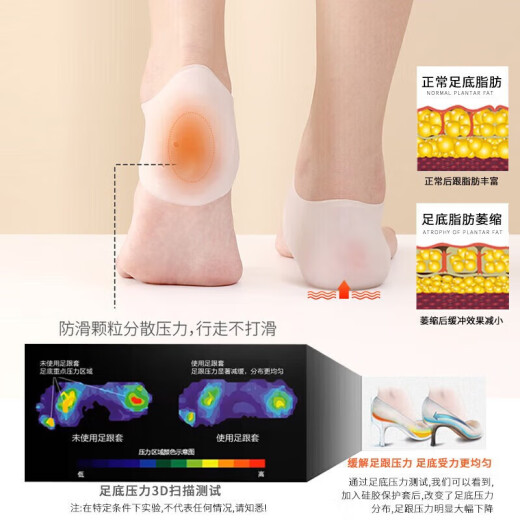 Jingxianju Silicone Heel Protector Moisturizing Heel Protector Moisturizing Foot Breathable Membrane Women's Heel Men's Patch Whole Foot Crack Shock Absorption [3 to 6 Pcs] Silicone Shock Absorption