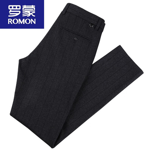 Pantalones casuales de hombres de Romon Menores de otoño e invierno Pantalones altos de la cintura alta delgada pantalones informales delgados con patas rectas de lana de lana Men B9905 Loose Versión 28 (2 pies 1)