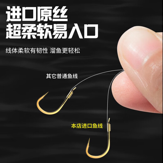 Haidi 40-Pay-importiertes Goldhülsendraht Double Haken Stachelbrotem Fischhaken Set Special für Karpfen und Kreuzkarpfen. Goldhülsenstachel [Haken 5/6+ Linie 1.0/1,2 je 20