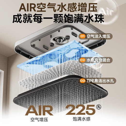 惠达（HUIDA）淋浴花洒套装增压精铜主体钢琴键家用浴室卫生间冷热全套DW699