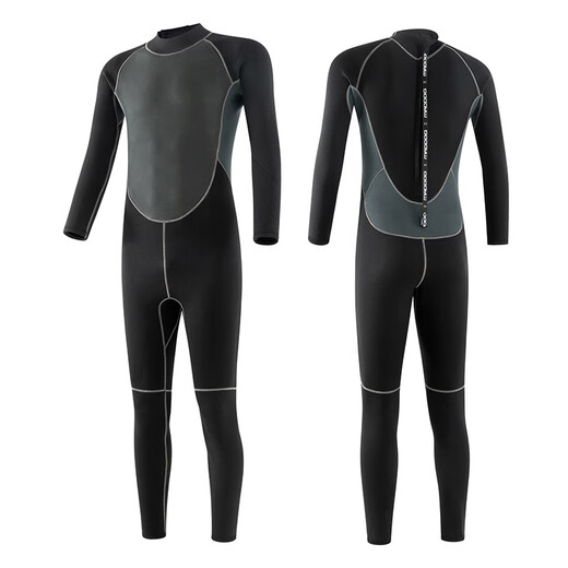 TKHE thickened wetsuit for men and women, one-piece warm wetsuit, breathable surfing swimsuit, quick-drying jellyfish suit, cold wet suit, 3mm black and gray one-piece L 60-70 kg