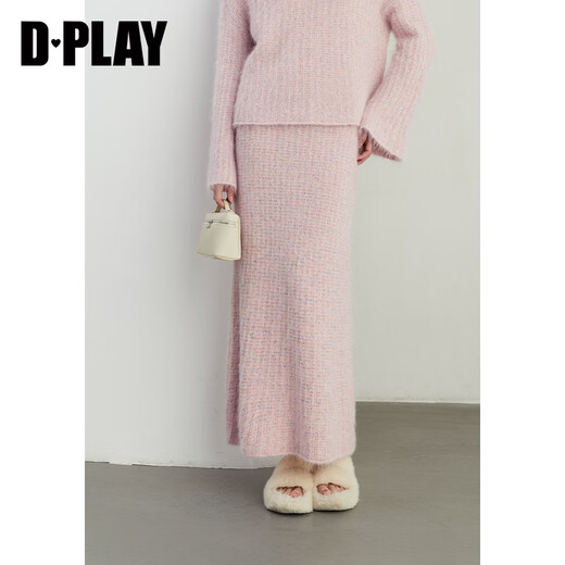 DPLAY Black Label 2025 Autumn Alpaca Sweater Pink Sweater Set Women's Two-Piece Peach Pink (Two-Piece Set) S