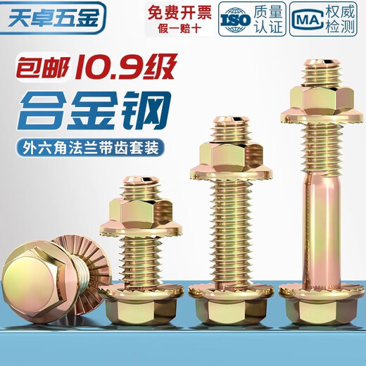 Tianzhuo Hardware national standard 10.9 grade high strength flange surface screw nut set external hexagonal padded bolt M6M8M10M12mm M8*20 5 sets