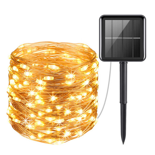 Solar colored lights flashing outdoor waterproof super bright lights with strips for courtyard camping decoration starry led small string lights solar copper wire lights warm color 12 meters 100 lights