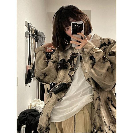 Mai Cong Tie-Dye-Denimjacke für Frauen im Frühjahr und Herbst New Retro High Street Heiße Mädchen Waschjacke Top Trendy Blue 9926 S 80-95