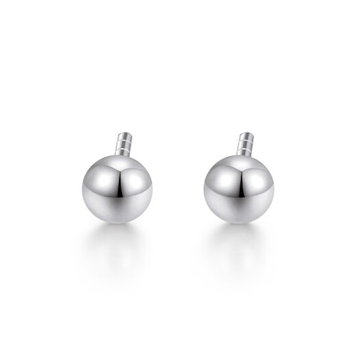 Mengjinyuan platinum earrings for women, PT950 glossy small round beads, platinum earrings, mini ear sticks, gift for girlfriend and friends, about 0.8g