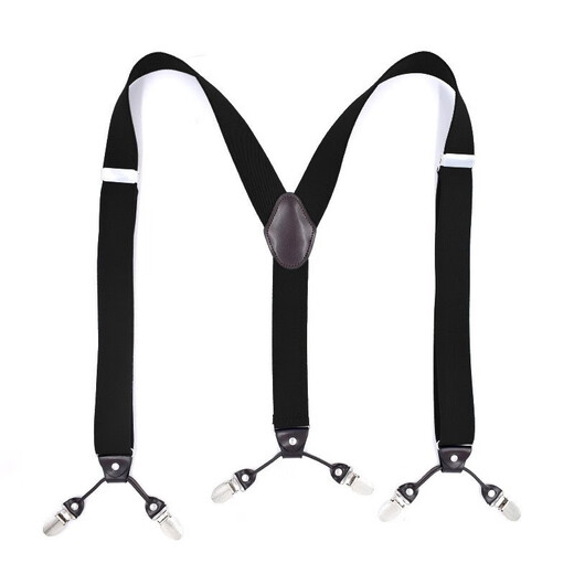 Dofinison suspenders men's trousers suspenders Y-shaped 6-clip trouser belt shirt formal business suspenders clip men's non-slip suspenders black 6-clip [gift box]