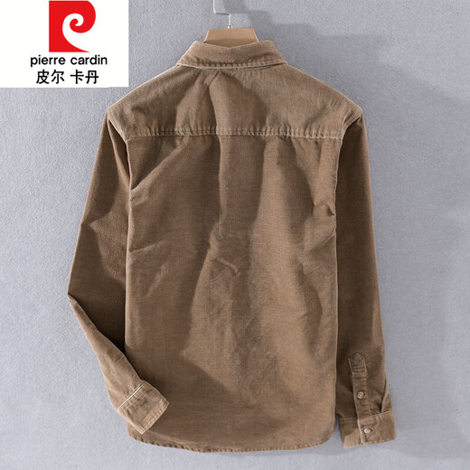 
Pierre cardin spring and autumn plus velvet long-sleeved shirt men's corduroy jacket thickened loose casual velvet cotton shirt solid color top 9755 - light gray regular XL [135Jin [Jin equals about 0.5 kg]]