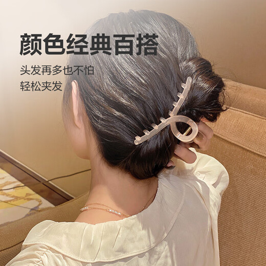 【果冻抓夹】韩式高级发夹鲨鱼夹耐用夹子时尚发饰品女 方形灰棕+交叉棕白【4件套大】