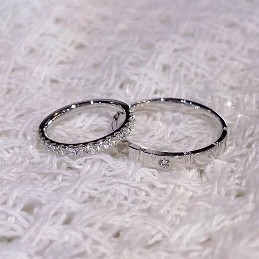 MZMZ platinum couple ring pt950 platinum engagement diamond ring Valentine's Day birthday gift for girlfriend and wife local warehouse/next day delivery - light luxury sugar cube couple ring