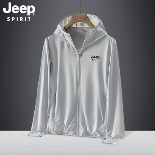 JEEP Jeep skin clothing for men and women 2022 summer new outdoor couple style ultra-thin breathable ice silk anti-purple line jacket jacket for men traveling and fishing UPF50 breathable clothing white sun protection clothing for men-Men's XL