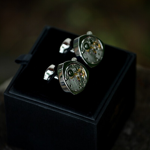 GIEVES CHARLES limited edition French heart-shaped movement gear cufflinks men's rotatable button cufflinks silver