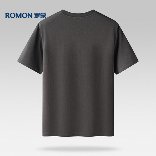 罗蒙（ROMON）冰丝感短袖T恤男士夏季休闲时尚弹力透气打底衫男698灰色3XL