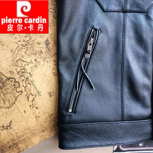Pierre Cardin (Pierre Cardin) Spring and Autumn Leather Vest Fashion Trendy Handsome Motorcycle Cycling Suit Leather Vest Sleeveless Waistcoat Top Men Black M 90-110Jin Jin is equal to 0.5 kg