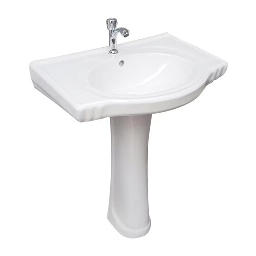 Pillar basin ceramic wash basin household wash basin large apartment small apartment bathroom vertical balcony wash basin 3004 single hole + column