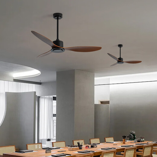 
Weather vane modern industrial style lightless 56-inch ceiling fan restaurant ceiling simple electric fan living room commercial study fan frequency conversion 42-681A black 3 leaf - black leaf remote control