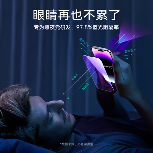 亿色适用苹果14 Pro Max钢化膜iPhone14promax手机膜pm钢化高清抗蓝光防尘指纹无边前保护贴膜