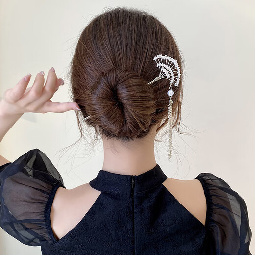 
Slim silver simple pearl fan tassel hairpin national style ancient style Hanfu hairpin new Chinese style cheongsam hairpin Japan and South Korea LM695 hairpin-fan pearl