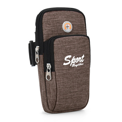 Yangpeng arm bag for men and women running sports mobile phone bag wrist bag arm bag arm cover mobile phone bag outdoor equipment fitness hand bag brown basic version two layers 7.2 inches shoulderless