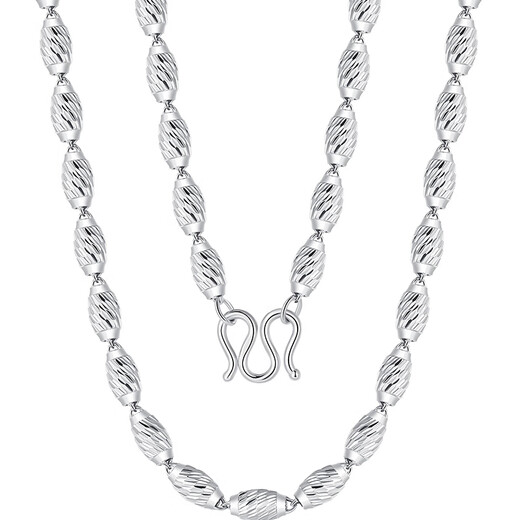 Aido Diamond Platinum Necklace Men's pt950 Platinum Olive Bead Chain Shiny Thick Plain Chain Weight 11.90g Length 58cm Thick About 2.4mm