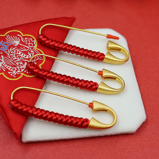 Jingji sand gold pin to suppress shock pin for pregnant women and babies to go out safely red rope brooch pendant diy accessories waist fixation diamond knot red rope pin 2 pack