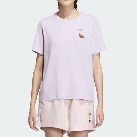 Adidas short-sleeved T-shirt women's summer new sportswear classic simple comfortable loose breathable casual round neck half IP3880 purple S