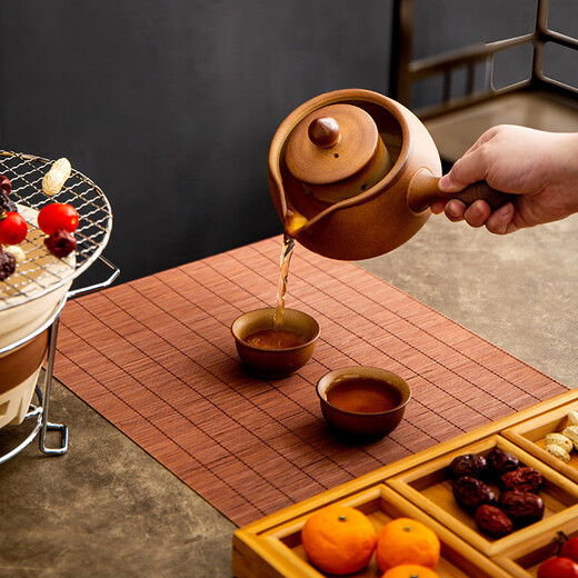 Spide stove-cooked tea roasted milk jar teapot side-handled pot Japanese-style household outdoor open flame high temperature resistant stoneware teapot purple sand simple pot-unglazed 610ml