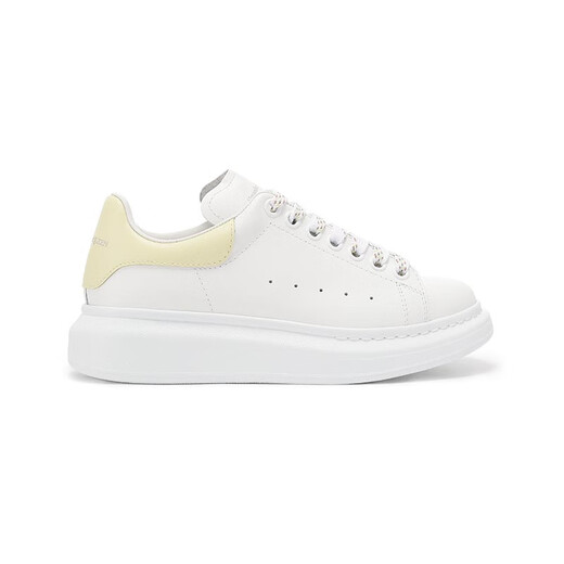 亚历山大麦昆（Alexander McQueen）新品 女士阔型系带厚底休闲运动鞋小白鞋情侣款礼物女 718139 WHGP5 3523 白色浅黄色尾 34