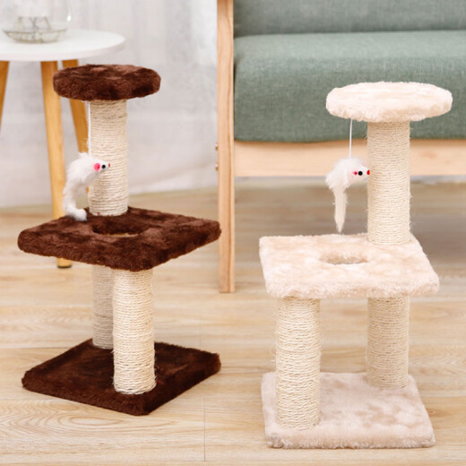 Sisal three-column three-layer square disc grinding claw medium-sized cat climbing frame cat scratching board disc grinding claw medium-sized cat climbing frame cat tree scratching three-column three-layer cat climbing frame-Mibai