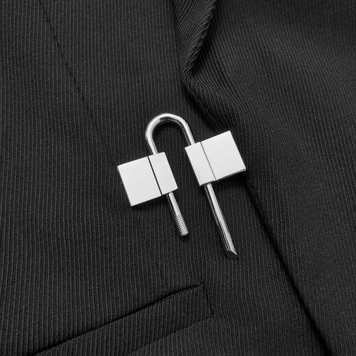 XWDKQ领导夹克秀款versize风格垫肩金属锁扣西装 宽松简约西服外套蔡徐 黑色 S80-110斤
