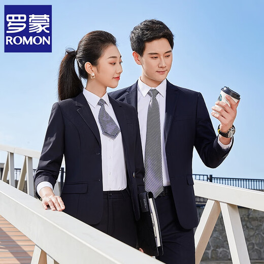ROMON professional suit suit for men and women, business formal dress, groomsmen suit, bank 4S store interview work clothes, male, sapphire blue suit + pants XL
