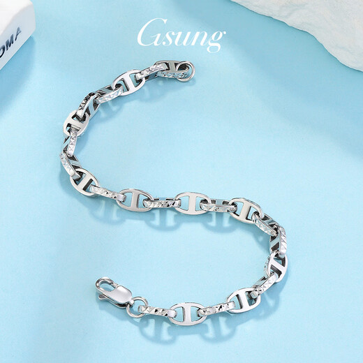Platinum women's bracelet PT950 pig nose bracelet new fashion couple's platinum bracelet men's shiny PT950 bracelet about 12 grams 18 cm pre-order