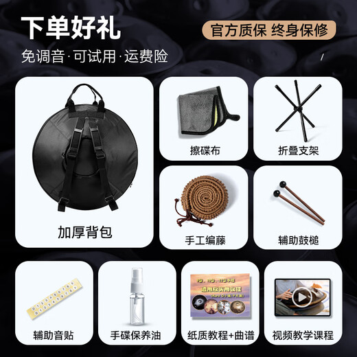 白龙吟Handpan手碟鼓乐器D小调打击乐器入门级初学专业手碟9音10音12音 黄金眼 10音【进阶款】